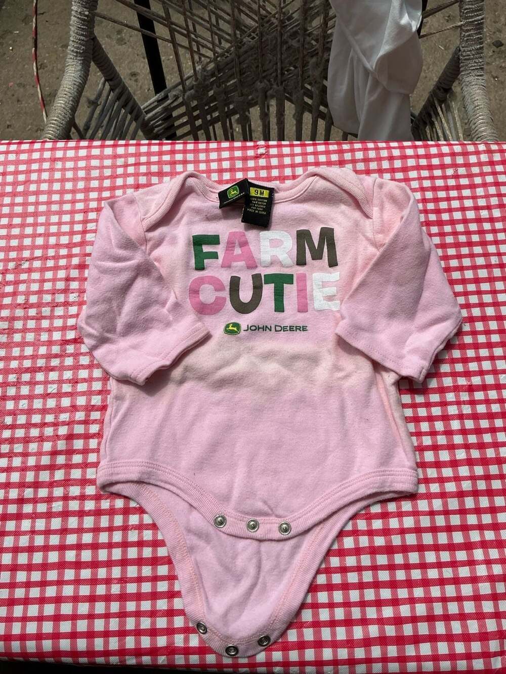 John Deere Baby Girls Pink Long Sleeve 'Farm Cutie' Bodysuit